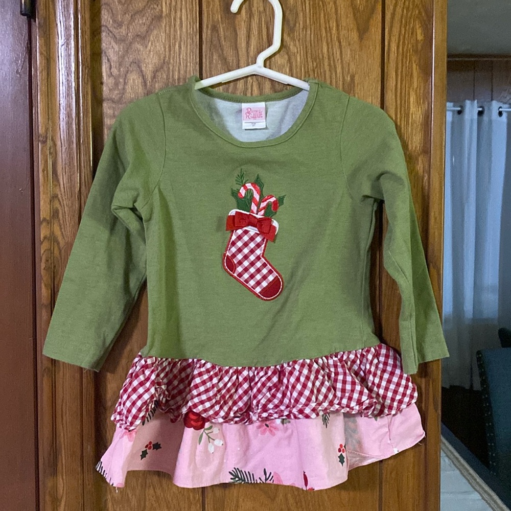 Ricrac Tunic with Christmas stocking and candy cane 3T